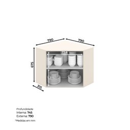 Armário Aéreo Canto Oblíquo 2 Portas 100% MDF Aurora - 3 Armário Aéreo Canto Oblíquo 2 Portas 100% MDF Aurora - 3