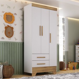 Guarda Roupa Infantil 3 Portas e 2 Gavetas Tic Tac