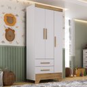 Ver imagem 1 de Guarda Roupa Infantil 3 Portas 2 Gavetas Branco/Natural Tic Tac Espresso Móveis