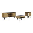 Ver imagem 1 de Kit Rack p/TV até 50" com Mesa de Centro e Lateral Retrô Multimóveis CR45362 Lâmina Mel/Preto