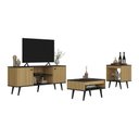 Ver imagem 2 de Kit Rack p/TV até 50" com Mesa de Centro e Lateral Retrô Multimóveis CR45362 Lâmina Mel/Preto