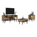 Ver imagem 3 de Kit Rack p/TV até 50" com Mesa de Centro e Lateral Retrô Multimóveis CR45362 Lâmina Mel/Preto