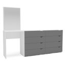 Ver imagem 2 de Cômoda Penteadeira Porto 8 Gavetas com Espelho 209x160cm Cinza/Branco 240891
