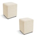 Ver imagem 3 de Puff Sala Decorativo Quadrado Kit 2 Lucca Base Fixa Bouclê Bege G02 - D’Rossi