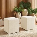 Ver imagem 3 de Puff Sala Decorativo Quadrado Kit 2 Lucca Base Fixa Bouclê Bege G02 - D’Rossi