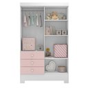 Ver imagem 2 de Guarda Roupa Infantil 4 Portas e 3 Gavetas Luiza Rosa/Branco