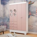 Ver imagem 5 de Guarda Roupa Infantil 4 Portas e 3 Gavetas Luiza Rosa/Branco