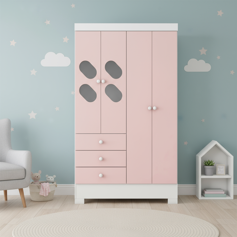 Guarda Roupa Infantil 4 Portas e 3 Gavetas Luiza