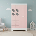 Ver imagem 1 de Guarda Roupa Infantil 4 Portas e 3 Gavetas Luiza Rosa/Branco