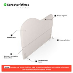 Cabeceira Orgânica Cama Box Casal Padrão Sea 140cm com Frame Bouclé Off White - Desk Design - 3