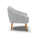 Ver imagem 5 de Kit 2 Poltronas Giovana Suede Cinza Pés Palito Castanho - D'Rossi
