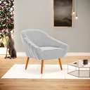 Ver imagem 2 de Kit 2 Poltronas Giovana Suede Cinza Pés Palito Castanho - D'Rossi