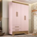 Ver imagem 1 de Guarda Roupa Infantil 4 Portas 2 Gavetas Rosa/Natural Tic Tac Espresso Móveis