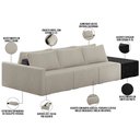 Ver imagem 4 de Sofá Ilha Modular para Sala 342cm com Puff Dublin K01 Bouclê Creme e Sintético Preto - Lyam Decor