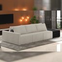 Ver imagem 2 de Sofá Ilha Modular para Sala 342cm com Puff Dublin K01 Bouclê Creme e Sintético Preto - Lyam Decor