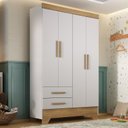 Ver imagem 1 de Guarda Roupa Infantil 4 Portas 2 Gavetas Branco/Natural Tic Tac Espresso Móveis