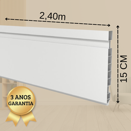 Kit Rodapé de Pvc  10 Barras Frisadas de 15cmx15mmx2,40m Com 24 Metros Lineares Permatti - 5