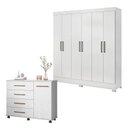 Ver imagem 1 de Cômoda Flora e Guarda Roupa Casal Prático Branco - Demóbile