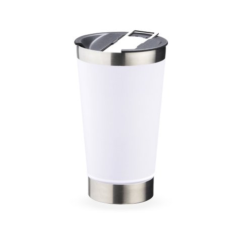 Copo Térmico de Aço Inox com Tampa Abridor 500ml - Brava Branco