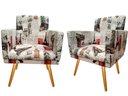 Ver imagem 1 de Kit 2 Poltronas Decorativa Bia Suede Paris Vermelho Pés Madeira Ms Decor