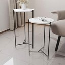 Ver imagem 1 de Mesa Lateral Redonda Áquila Preta Tampo Branco - Cor: Branco