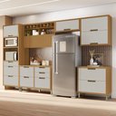 Ver imagem 1 de Cozinha 6 Peças Torre Quente Ripado Imperatriz 100% MDF Marrom/Freijó/Off White