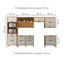 Ver imagem 3 de Cozinha 6 Peças Torre Quente Ripado Imperatriz 100% MDF Marrom/Freijó/Off White