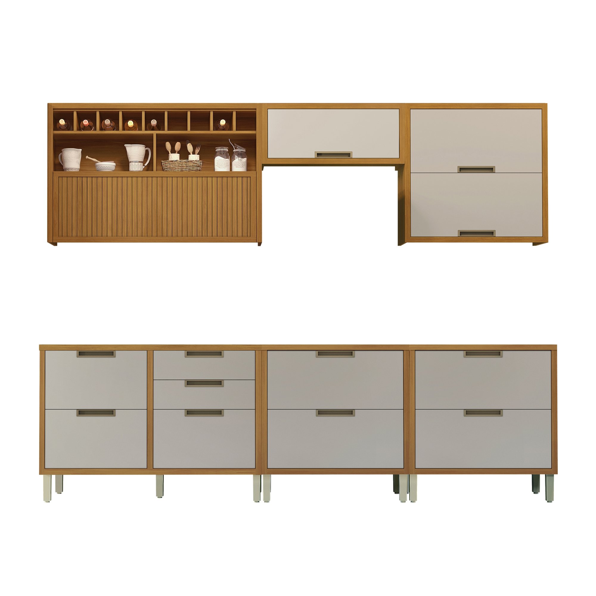 Cozinha 6 Peças Ripado Imperatriz  100% Mdf - 18
