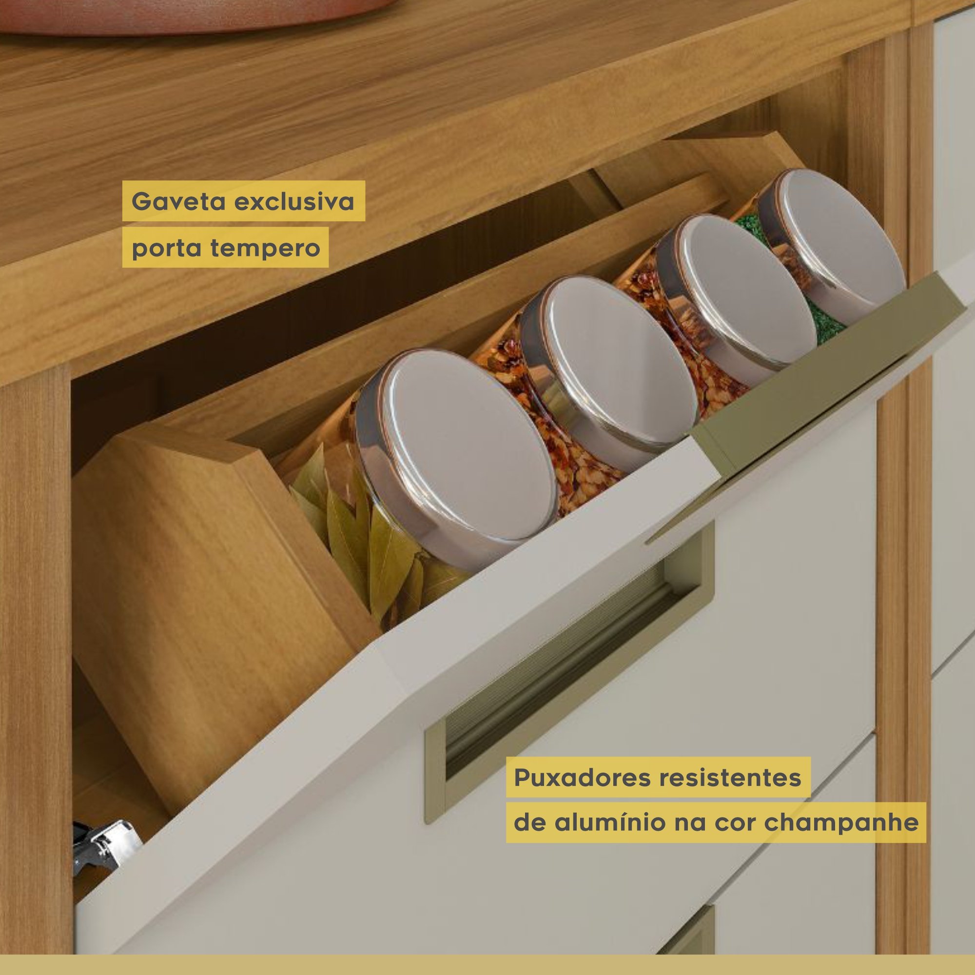 Cozinha 6 Peças Ripado Imperatriz  100% Mdf - 6