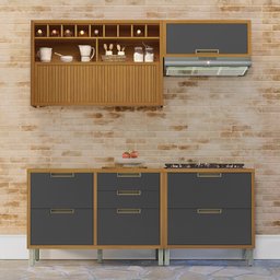 Cozinha 4 Peças Armário Geladeira Ripado Imperatriz  100% Mdf - 1