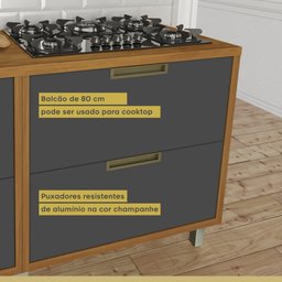 Cozinha 4 Peças Armário Geladeira Ripado Imperatriz  100% Mdf - 12