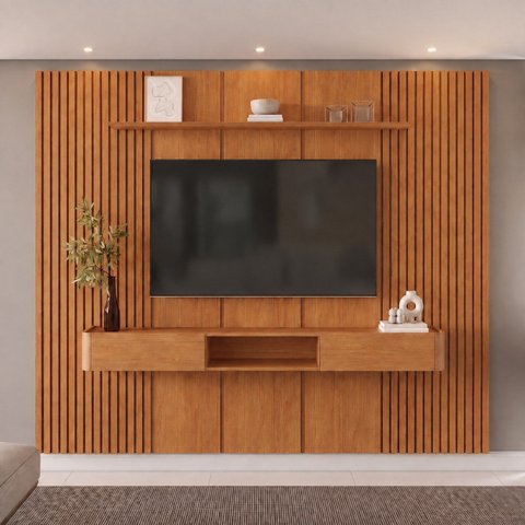 Conjunto Painel Union + Nicho Union Painel 281 cm Nicho Naturalle 2 Gavetas Mavaular