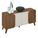 Ver imagem 3 de Conjunto Sala Rack C/ Painel P/ Tv até 86", Buffet Aparador 4 Portas Cedro/off White Elegance - Arte