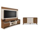 Ver imagem 1 de Conjunto Sala Rack C/ Painel P/ Tv até 86", Buffet Aparador 4 Portas Cedro/off White Elegance - Arte