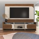 Ver imagem 2 de Conjunto Sala Rack C/ Painel P/ Tv até 86", Buffet Aparador 4 Portas Cedro/off White Elegance - Arte