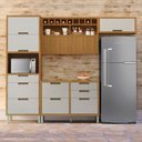 Ver imagem 1 de Cozinha 4 Peças Ripado Imperatriz 100% MDF Marrom/Freijó/Off White