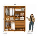 Ver imagem 4 de Guarda-Roupa Casal 4 Portas 3 Gavetas 100% MDF com Pés Greco Marrom/Cinamomo/Off White