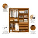 Ver imagem 6 de Guarda-Roupa Casal 4 Portas 3 Gavetas 100% MDF com Pés Greco Marrom/Cinamomo/Off White