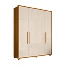 Ver imagem 3 de Guarda-Roupa Casal 4 Portas 3 Gavetas 100% MDF com Pés Greco Marrom/Cinamomo/Off White