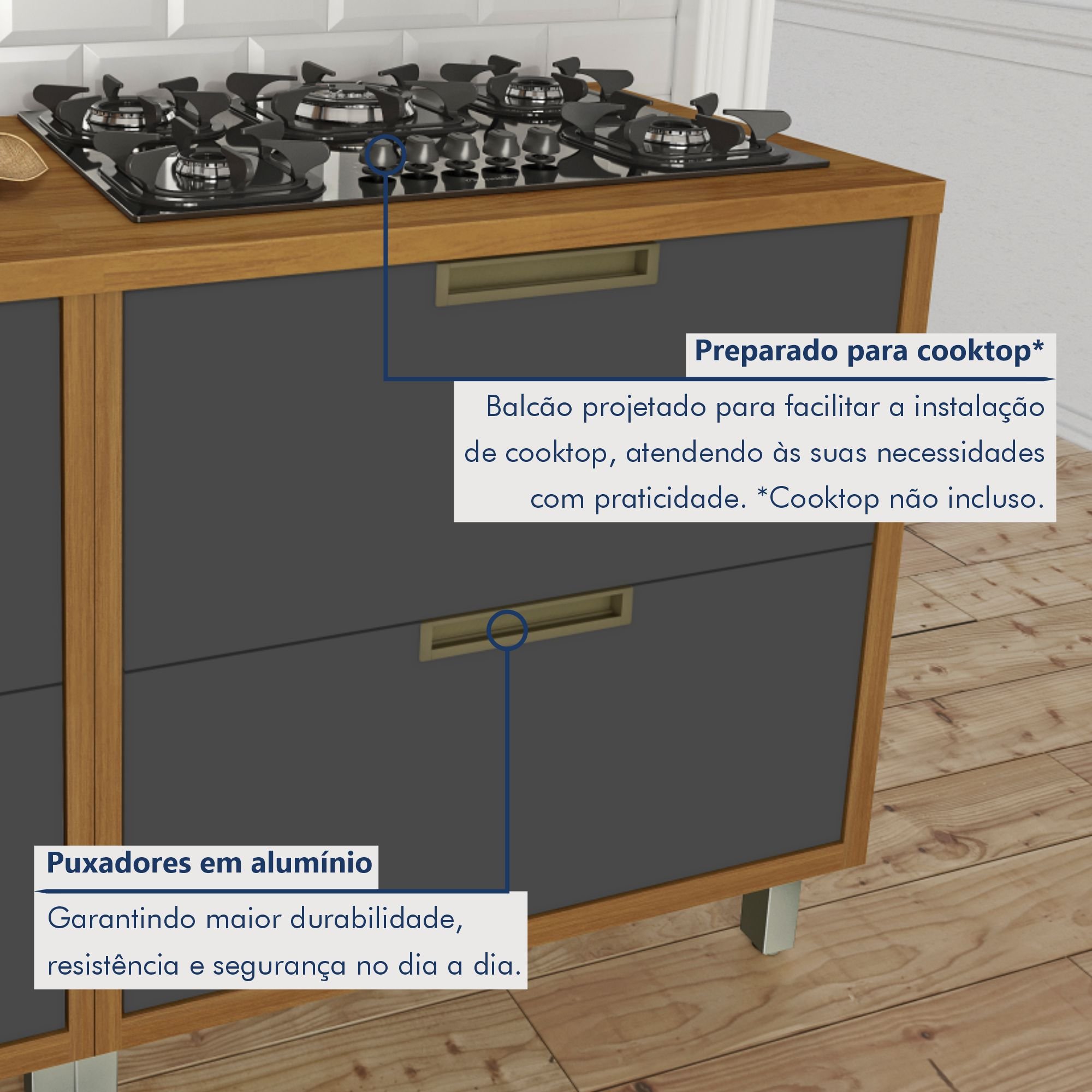 Cozinha 6 Peças 2 Paneleiros Ripado Imperatriz  100% Mdf - 12