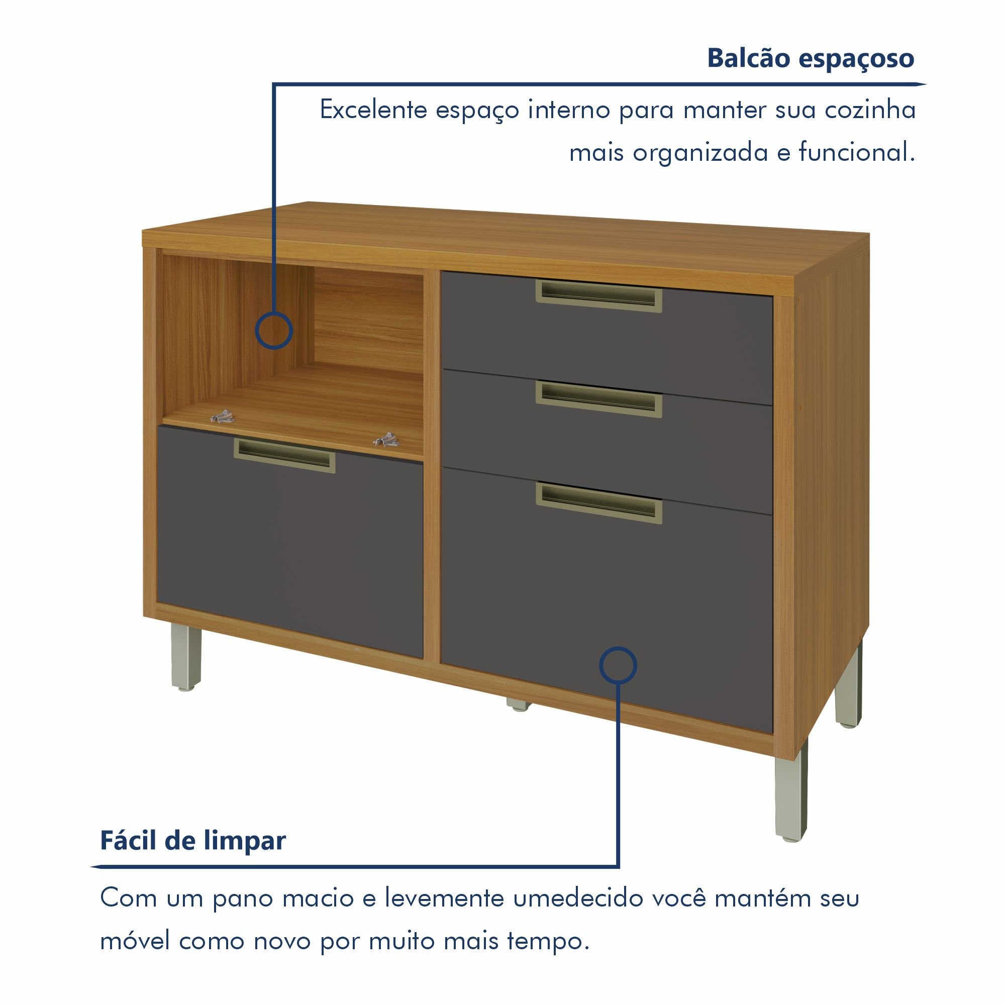 Cozinha 6 Peças 2 Paneleiros Ripado Imperatriz  100% Mdf - 9