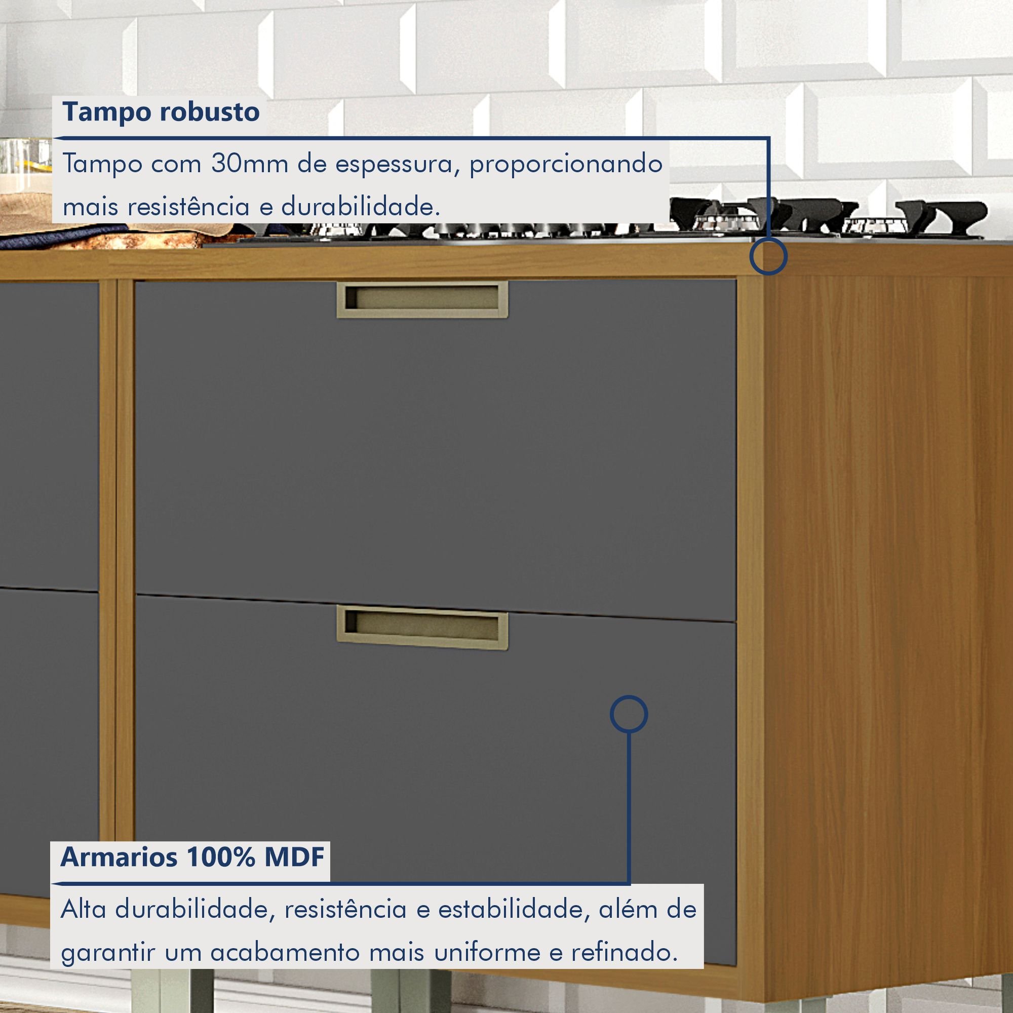 Cozinha 6 Peças 2 Paneleiros Ripado Imperatriz  100% Mdf - 10