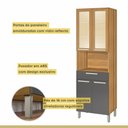Ver imagem 7 de Cozinha 4 Peças Paneleiro Aéreo e Balcão 80cm Burguesa 100% MDF Marrom/Freijó/Grafite