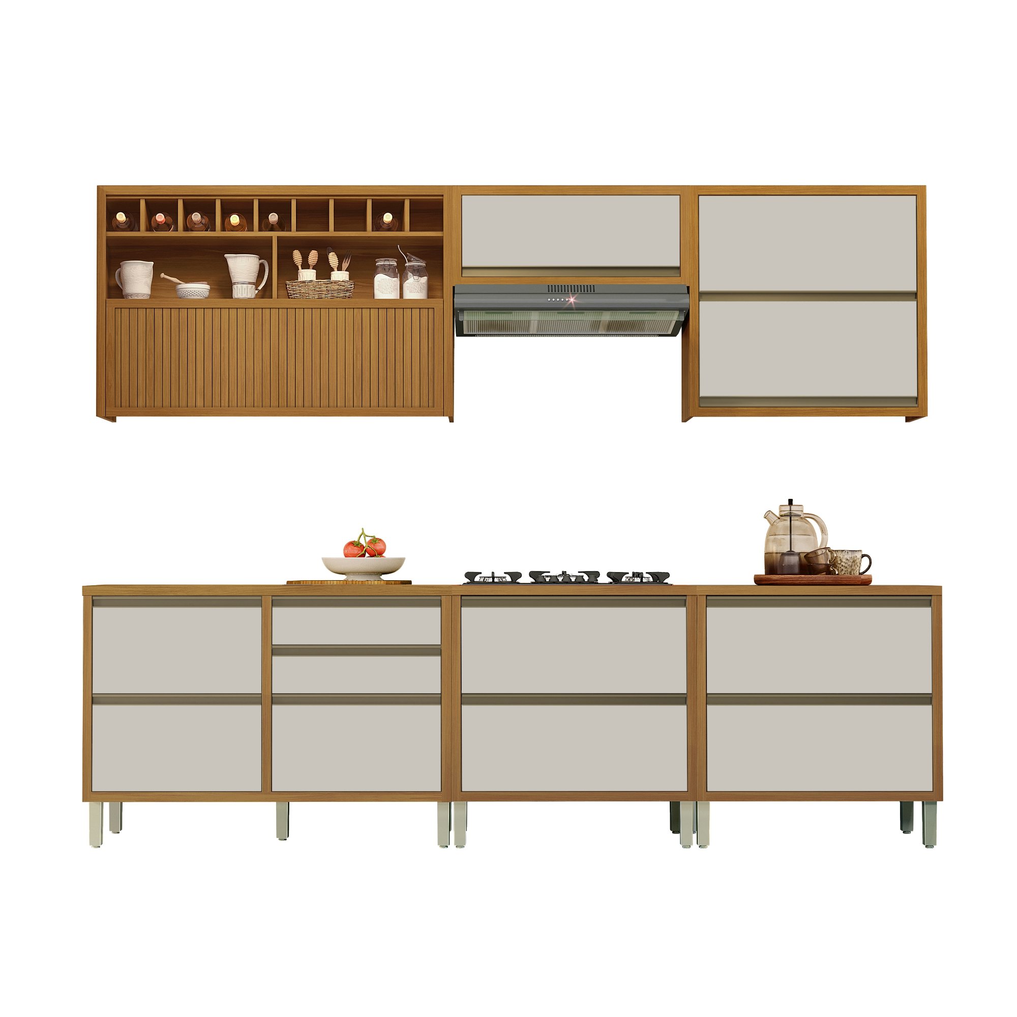 Cozinha 6 Peças Ripado Baronesa  100% Mdf - 18
