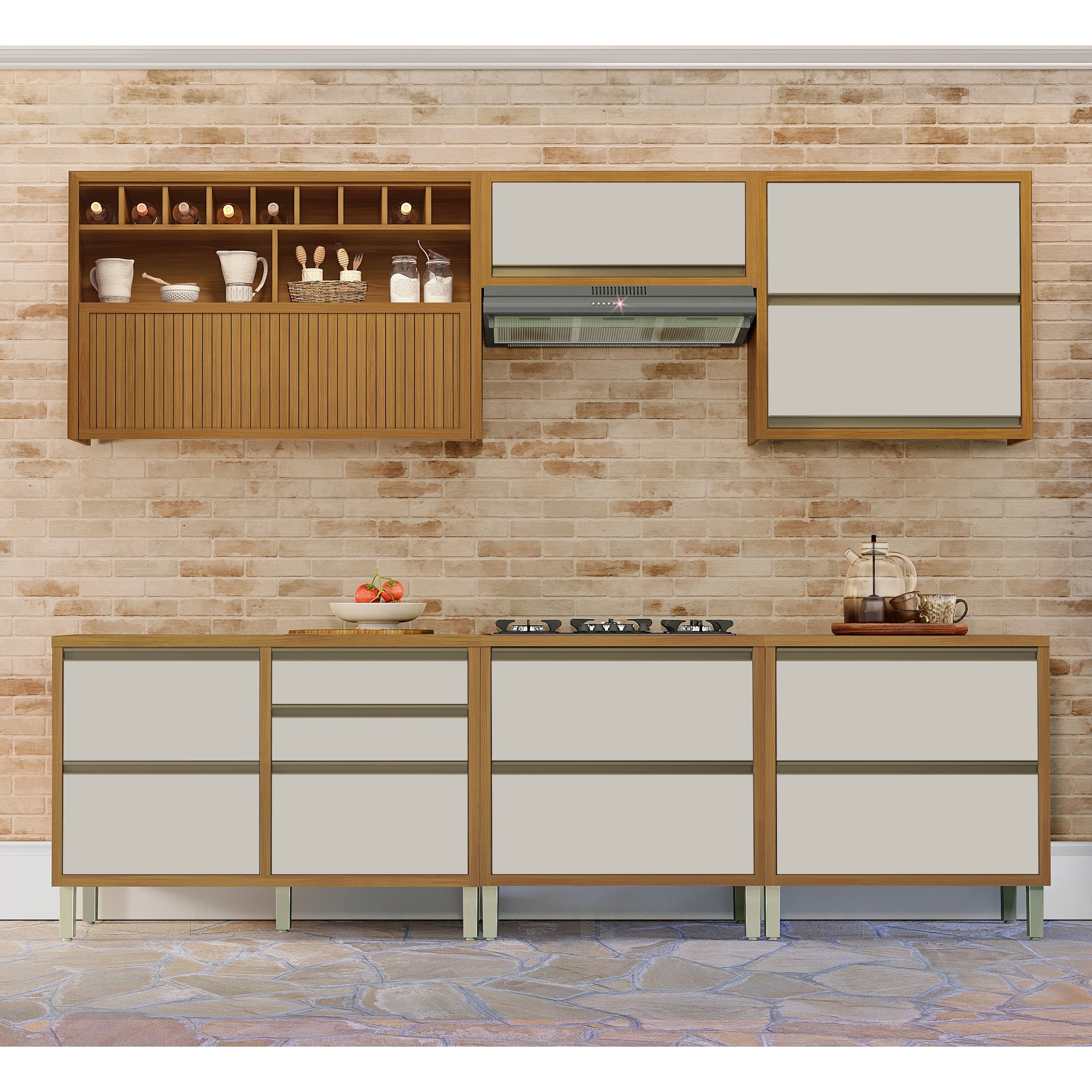 Cozinha 6 Peças Ripado Baronesa  100% Mdf - 1