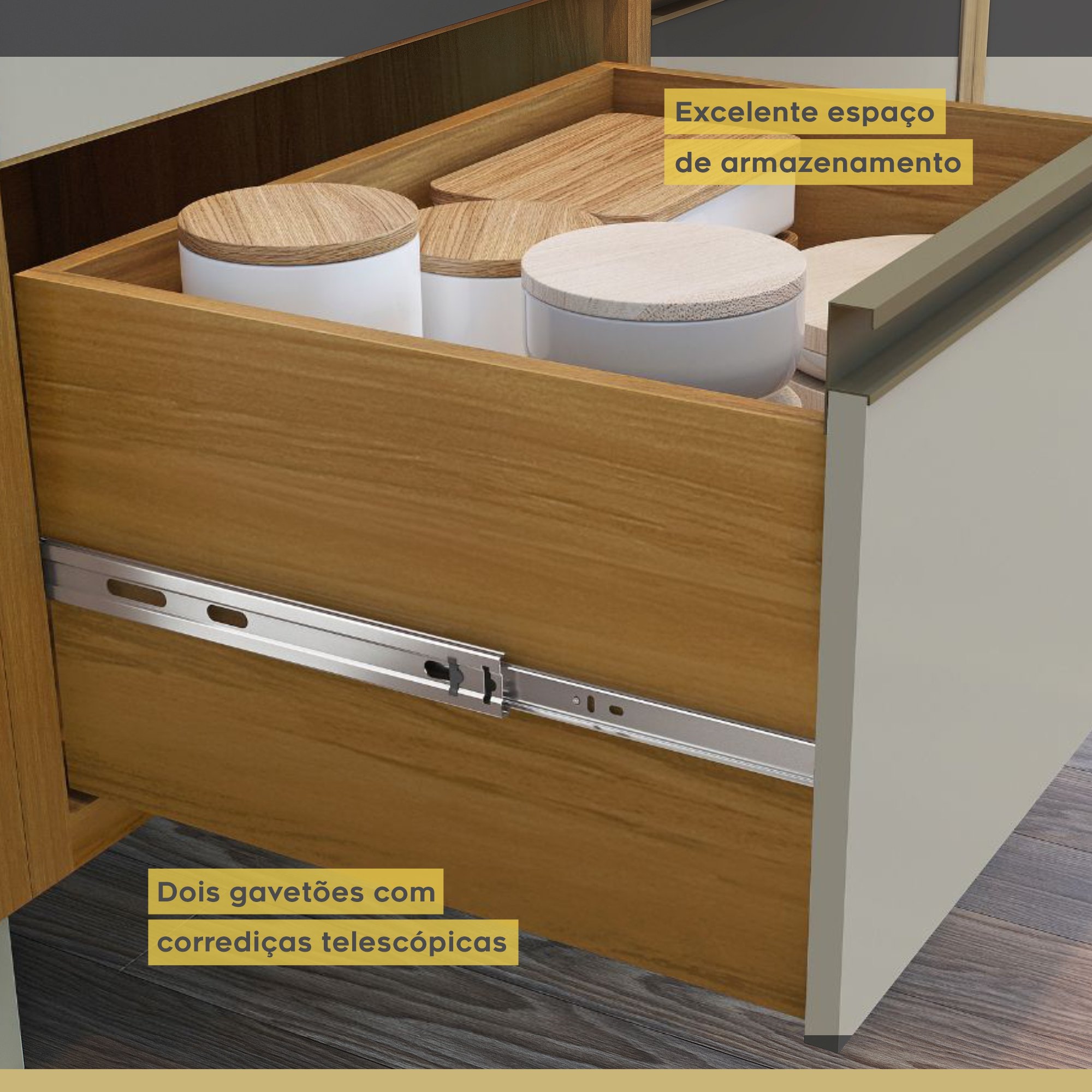 Cozinha 6 Peças Ripado Baronesa  100% Mdf - 6