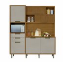 Ver mais imagens de Cozinha Loft Imperatriz Ilha Gourmet Ripado 100% MDF Marrom/Freijó/Off White