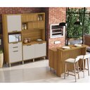 Ver imagem 1 de Cozinha Loft Imperatriz Ilha Gourmet Ripado 100% MDF Marrom/Freijó/Off White
