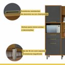 Ver imagem 5 de Cozinha Loft Imperatriz Ilha Gourmet Ripado 100% MDF Marrom/Freijó/Grafite