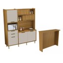Ver imagem 2 de Cozinha Loft Imperatriz Ilha Gourmet Ripado 100% MDF Marrom/Freijó/Off White